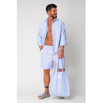 Set camasa si pantalon scurt stripe Blue/White 16813