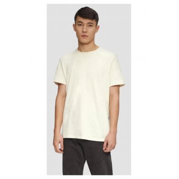 Tricou barbati din bumbac moale cu decolteu la baza gatului - Regular fit - Crem