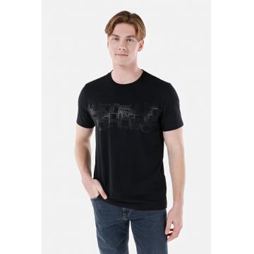 Tricou Cu Maneca Scurta De Barbati Negru Regular Fit Cl1069257