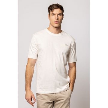 Tricou din bumbac cu decolteu la baza gatului