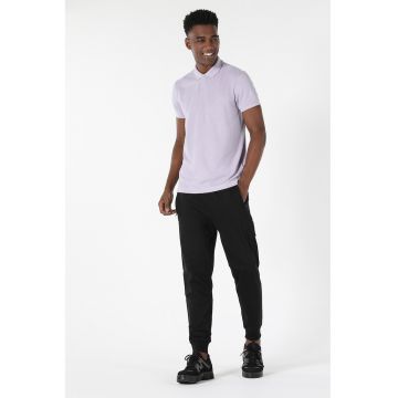 Tricou polo de bumbac cu model uni