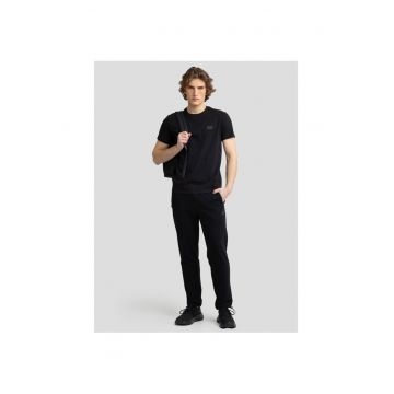 Pantaloni cu buzunare laterale si talie raglabila - Negru -