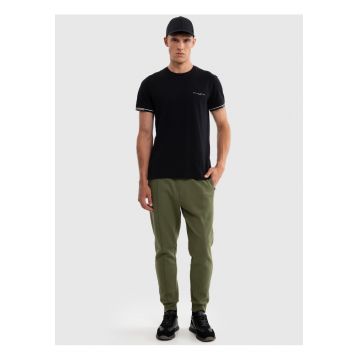 Tricou de bumbac cu imprimeu text discret Wlader