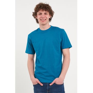 Tricou regular fit cu decolteu la baza gatului