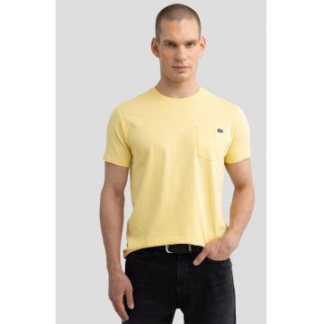 Tricou uni cu buzunar aplicat pe piept Carbon