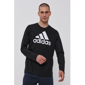 Adidas Longsleeve GV5274 bărbați, culoarea negru, cu imprimeu