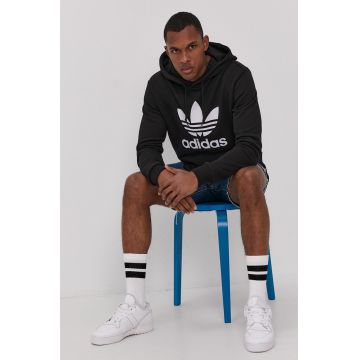 Adidas Originals hanorac de bumbac H06667 bărbați, culoarea negru, cu imprimeu H06667-BLK/WHT