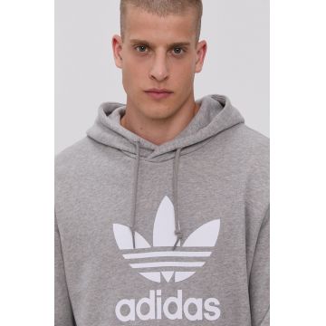 Adidas Originals Hanorac de bumbac H06669 bărbați, culoarea gri, cu imprimeu