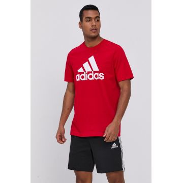 Adidas Tricou GK9124 bărbați, culoarea rosu, cu imprimeu