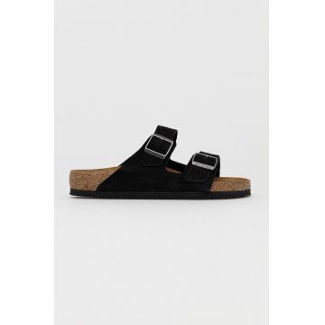 Birkenstock Șlapi de piele Arizona bărbați, culoarea negru