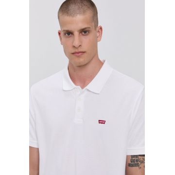 Levi's tricou polo bărbați, culoarea alb, material uni 35883.0003-Neutrals