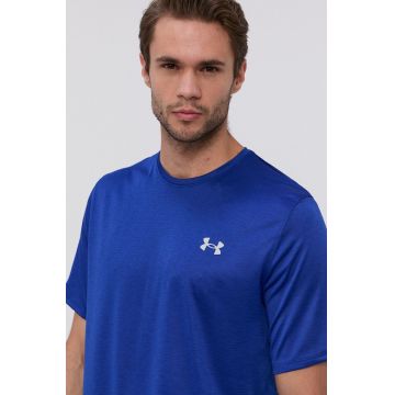 Under Armour tricou 1361426 bărbați, culoarea albastru marin, material neted 1361426-600