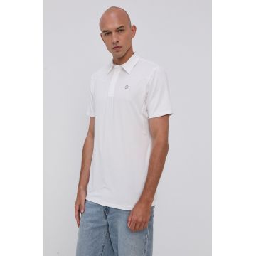 Wrangler Tricou Polo bărbați, culoarea alb, material neted