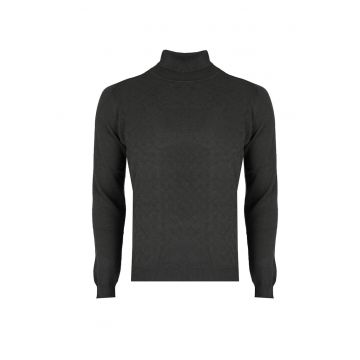 Bluza cu guler inalt din bumbac tricotat fin