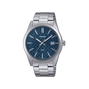 Ceas barbatesc -  Inox - 21 cm - Argintiu/Albastru