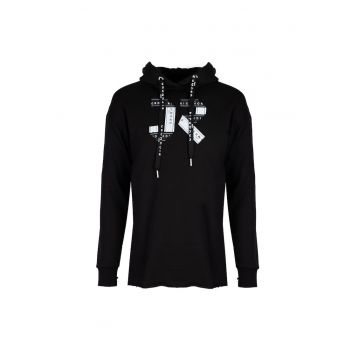 Hanorac cu imprimeu logo - Negru -