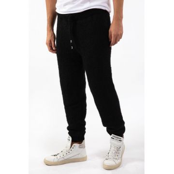 Pantaloni sport din lana cu snur in talie -