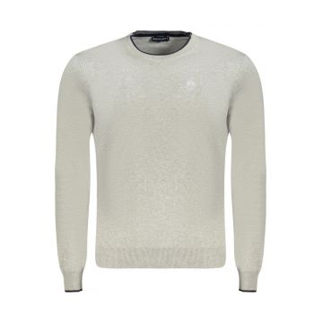 Pulover barbati - cu mini logo brodat - Regular fit - Gri deschis -