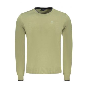 Pulover barbati - cu mini logo brodat - Regular fit - Verde deschis -
