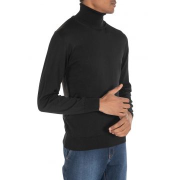 Pulover slim fit cu guler inalt -