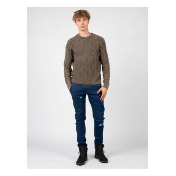 Pulover uni cu decolteu rotund -