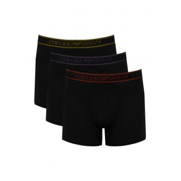 Set de boxeri cu logo pe banda elastica - Negru -