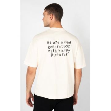 Tricou cu imprimeu text pe spate -