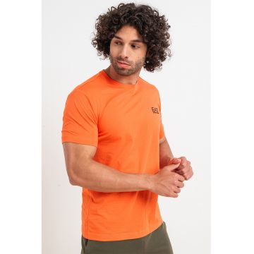 Tricou din bumbac cu decolteu la baza gatului