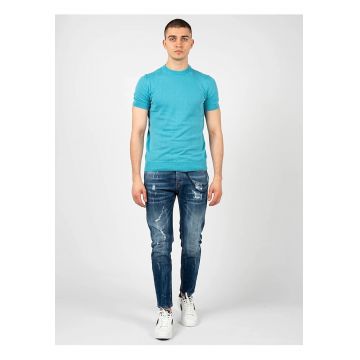 Tricou slim fit cu decolteu la baza gatului -