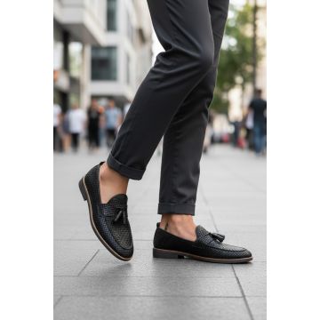 Mocasini barbati negri  tapla subtire  piele eco  comozi 12216 N2-3