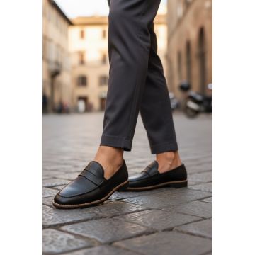 Mocasini barbati negri  tapla subtire  piele eco  comozi 12220 N1–1