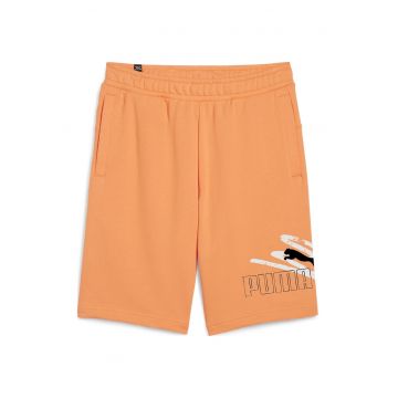 Pantaloni scurti cu imprimeu logo si buzunare laterale ESS+