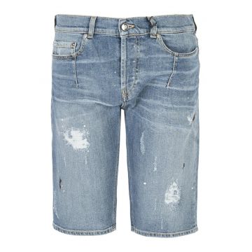 Pantaloni scurti din denim cu aspect deteriorat -