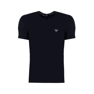 Tricou cu decolteu in V si detaliu logo -