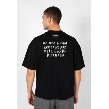 Tricou cu imprimeu text pe spate -