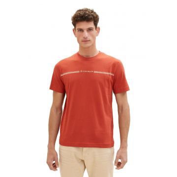 Tricou din bumbac cu decolteu la baza gatului