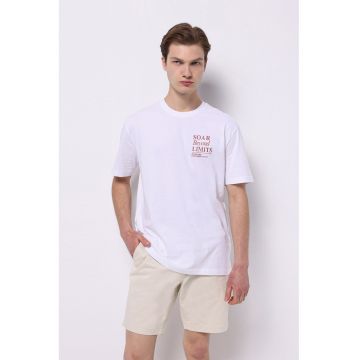 Tricou din bumbac cu imprimeu grafic si text