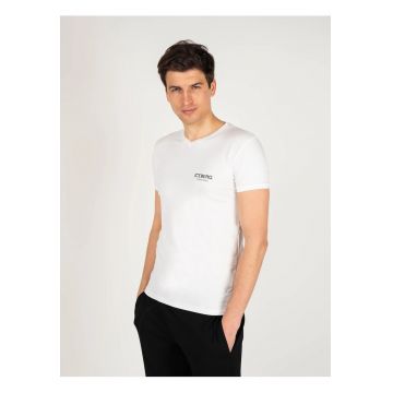 Tricou slim fit cu decolteu in V