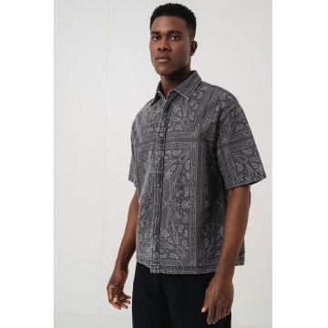 Camasa relaxed fit de bumbac si in