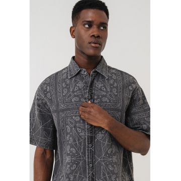 Camasa relaxed fit de bumbac si in