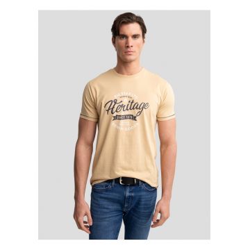 Tricou cu decolteu la baza gatului si imprimeu Jamas