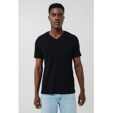 Tricou din bumbac cu decolteu in V