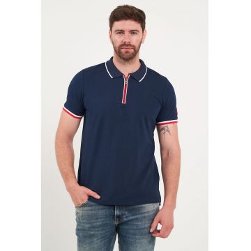 Tricou polo cu fermoar scurt