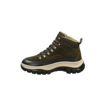 Ghete din piele intoarsa Hillark - Negru/Verde masliniu