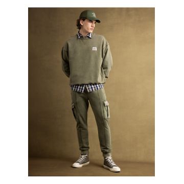 Pantaloni cargo cu talie ajustabila - Verde