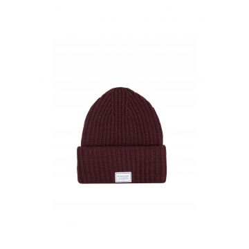 Caciula  acril - manseta lata - unisex - rosu inchis