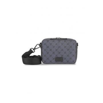 Geanta barbati  piele ecologica - 21 x 15 x 6 cm - bleumarin