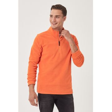 Bluza sport din micro fleece cu fenta cu fermoar - Portocaliu