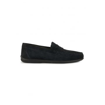Pantofi loafer de piele intoarsa cu varf rotund