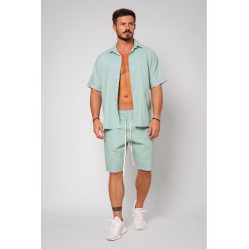 Set din IN camasa maneca scurta si pantalon scurt Light Olive 13007